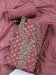 Neck Embroidered Cotton Blend Unstitched Suit With Dupatta