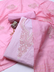 Neck Embroidery Cotton Blend Unstitched Suit With Dupatta