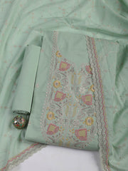 Embroidered Cotton Blend Unstitched Suit Piece With Dupatta