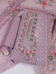 Chiken Work Georgette Unstitched Suit With Dupatta