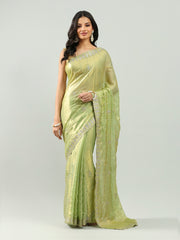 Zari Border Booti Organza Saree