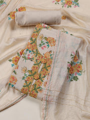 Neck Embroidered Cotton Blend Unstitched Suit Piece With Dupatta