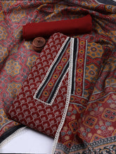 Printed Cotton Blend Unstitched Suit With Dupatta