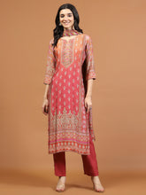 Neck Embroidered Muslin Kurta With Pants & Dupatta