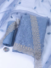 Embroidered Organza Unstitched Suit With Dupatta