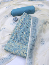 Neck Embroidered Cotton Blend Unstitched Suit With Dupatta