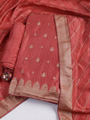 Woven Border Chanderi Unstitched Suit With Dupatta