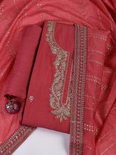 Neck Embroidery Chanderi Unstitched Suit With Dupatta