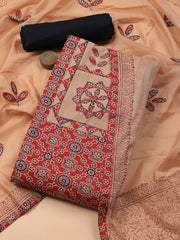 Printed Cotton Blend Unstitched Suit With Dupatta