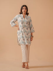 Printed Cotton Blend Kurta With Pants