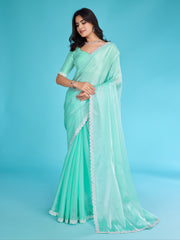 Embroidered Chinon Saree