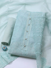 Embroidered Chanderi Unstitched Suit With Dupatta