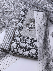 Printed Cotton Blend Unstitched Suit With Dupatta