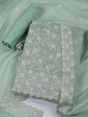 Embroidered Cotton Blend Unstitched Suit Piece With Dupatta