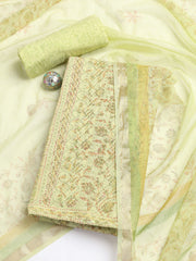 Printed Cotton Blend Unstitched Suit With Dupatta