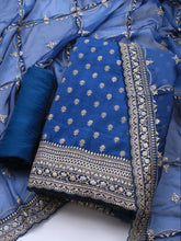 Embroidered Art Silk Unstitched Suit Piece With Dupatta