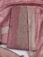 Embroidery Art Silk Unstitched Suit With Dupatta