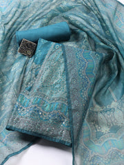 Embroidered Chanderi Unstitched Suit With Dupatta
