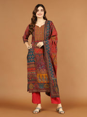 Digital Print Muslin Kurta With Pant & Dupatta