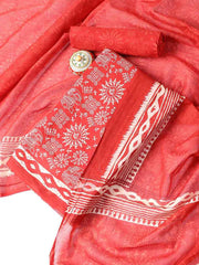 Printed Cotton Blend Unstitched Suit With Dupatta