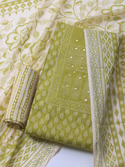 Printed Cotton Blend Unstitched Suit With Dupatta