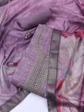 Neck Embroidered Tussar Unstitched Suit With Dupatta