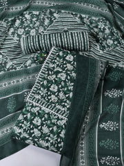 Printed Cotton Blend Unstitched Suit With Dupatta