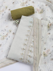 Printed Cotton Blend Unstitched Suit With Dupatta