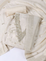 Neck Embroidered Tissue Unstitched Suit Piece With Dupatta