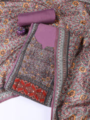 Neck Embroidered Chanderi Unstitched Suit Piece With Dupatta