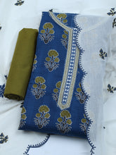 Neck Embroidered Cotton Blend Unstitched Suit With Dupatta