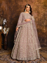 Embroidered Net Semi Stitched Kurta With Pant & Dupatta