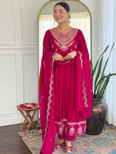 Embroidery Art Silk Kurta With Pants & Dupatta