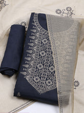 Neck Embroidered Cotton Blend Unstitched Suit With Dupatta