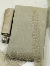 Embellished Tissue Unstitched Suit With Pant & Dupatta