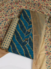 Printed Cotton Blend Unstitched Suit With Dupatta