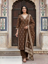 Printed Cotton Blend Kurta With Pant & Dupatta