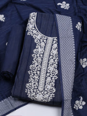 Neck Embroidered Cotton Blend Unstitched Suit With Dupatta