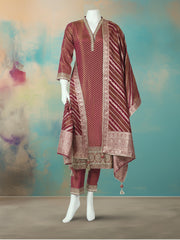 Embroidered Tissue Kurta With Pant & Dupatta
