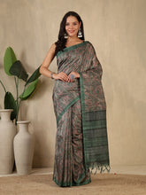 Printed Tussar Silk Saree