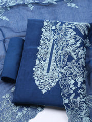 Embroidered Chanderi Unstitched Suit With Dupatta