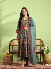 Printed Cotton Kurta With Pant & Dupatta