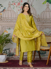 Embroidered Tissue Kurta With Pants & Dupatta