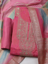 Embroidered Tissue Unstitched Kurta With Pant & Dupatta