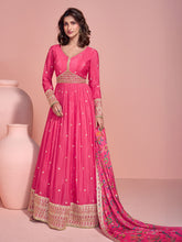 Embroidered Chinon A Line Dress With Dupatta