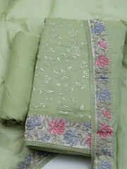 Embroidered Organza Unstitched Suit With Dupatta