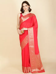 Plain Zari Border Georgette Saree