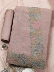 Embroidered Tissue Unstitched Suit With Pant & Dupatta