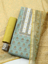 Printed Cotton Blend Unstitched Suit With Pant & Dupatta
