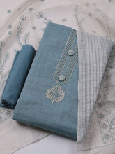 Neck Embroidered Cotton Blend Unstitched Suit With Dupatta